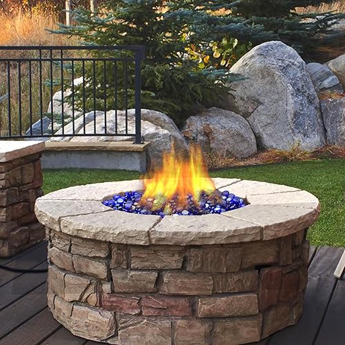 Miniatura 6 de vchin Vidrio para hoguera, vidrio azul cobalto para fogata de propano, chimenea y decoración al aire libre. Cuentas redondas de vidrio de fuego de