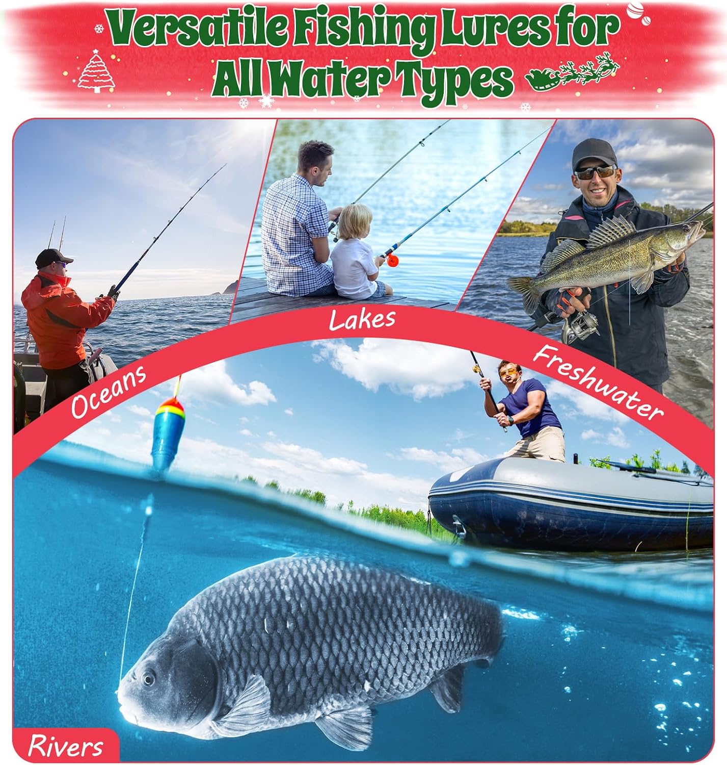 Fishing Lure Advent Calendar 2025 24 Days of Fishing Bait Christmas Advent Calendar 2025 Fishing Gift for Fishermen Adult Teen Boys Mystery Tackle Box Surprise Countdown