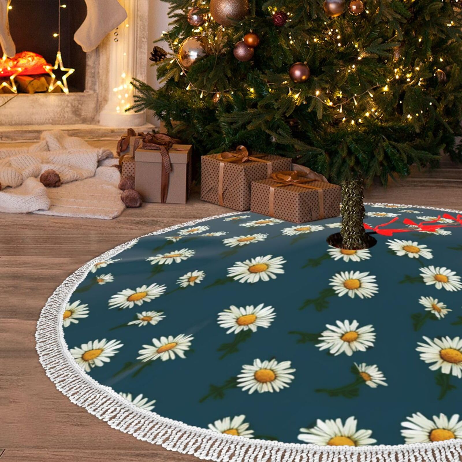 Jupe de sapin de Noël 121,9 cm pour cacher le pied et retenir aiguilles