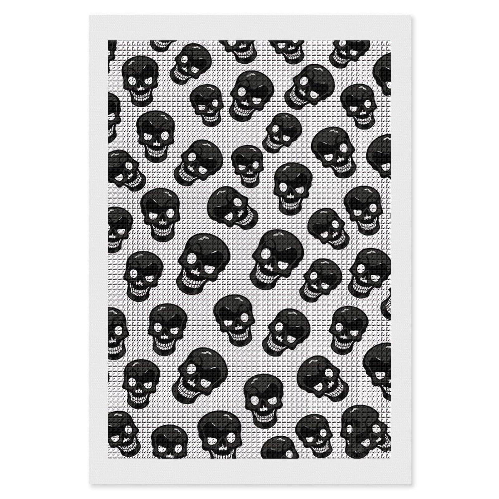 FodPand Skull 5D Diamond Painting Kits for Adults Beginners Full Drill Square Diamond Dots Pictures Gem Art Supplies for Home Wall Room Decoration DIY Craft Set Gift 8x12
