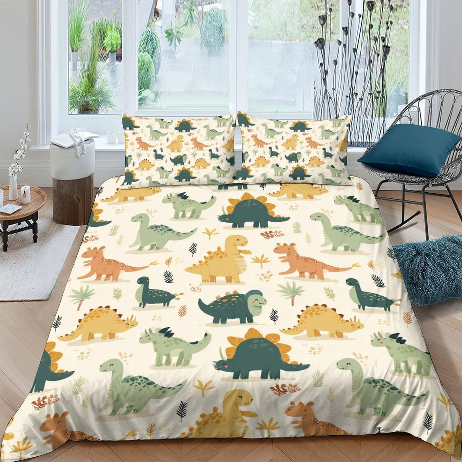 Ctjqhvkz Style-8 3D Printed Cartoon Dinosaur Fitted Sheet Microfiber Soft Breathable Forest Animal Mattress Cover For Bedroom Dorm Decor Single（135X200cm）
