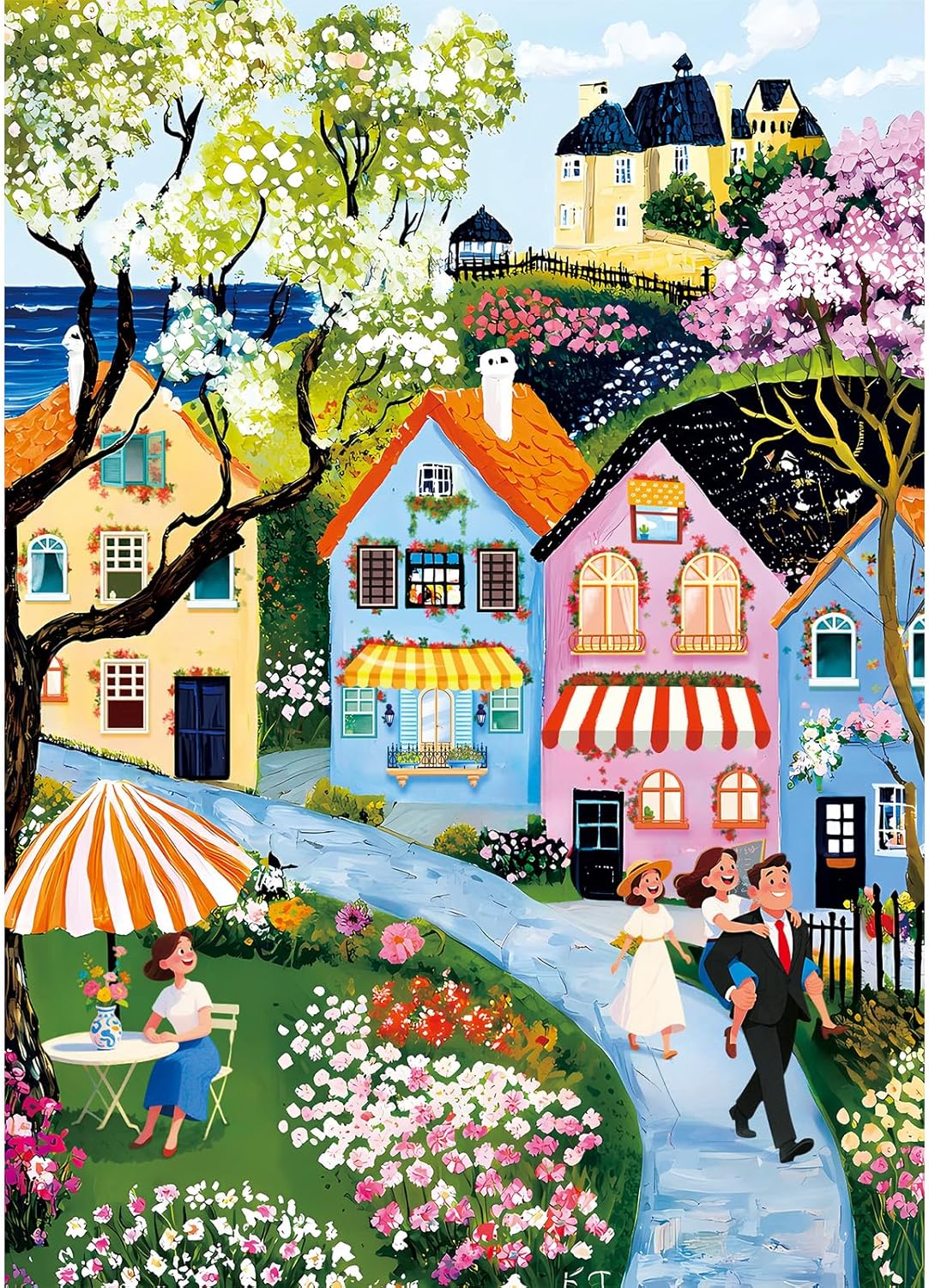 Puzzles for Adults 1000 Pieces,Charming Coastal Path Jigsaw Puzzle with 1:1 HD Poster, Perfect Interlocking No Dust, Stress Relief Ideal Gift for Family Games