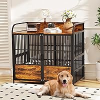 Vista 6 de Mueble de jaula para perros XL de 41 pulgadas, perrera mediana para interiores con 2 cuencos ajustables, mesa de jaula para perros de madera