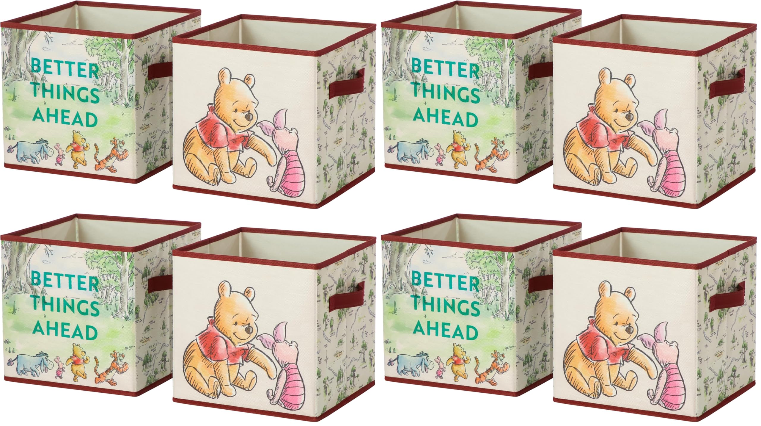 Disney Winnie the Pooh Storage Cubes, Set of 2 Fabric Storage_Bins with Handles, 10x10 Collapsible Cube Organizer Baskets for Nursery, Kids Room, Playroom, Closet &amp; Shelf Storage (Pack of 4)