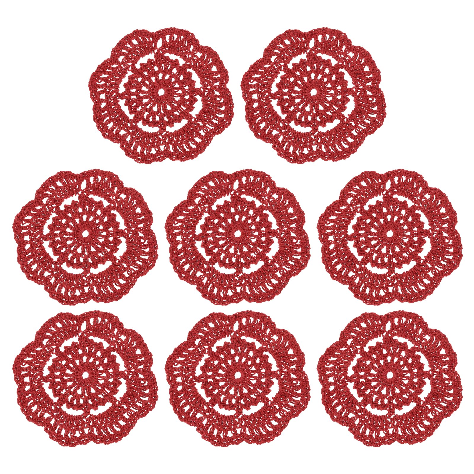 Napperons en crochet faits à la main en coton rouge de qualité