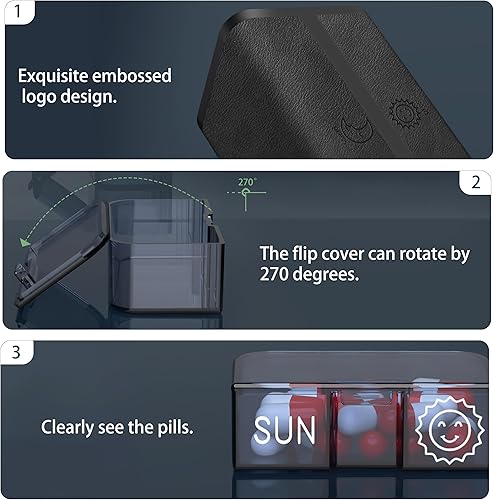 Miniatura 8 de Organizador de pastillas 2 veces al día, Am Pm dos veces al día, pastillero de viaje grande desmontable para 7 días, contenedor semanal de píldoras