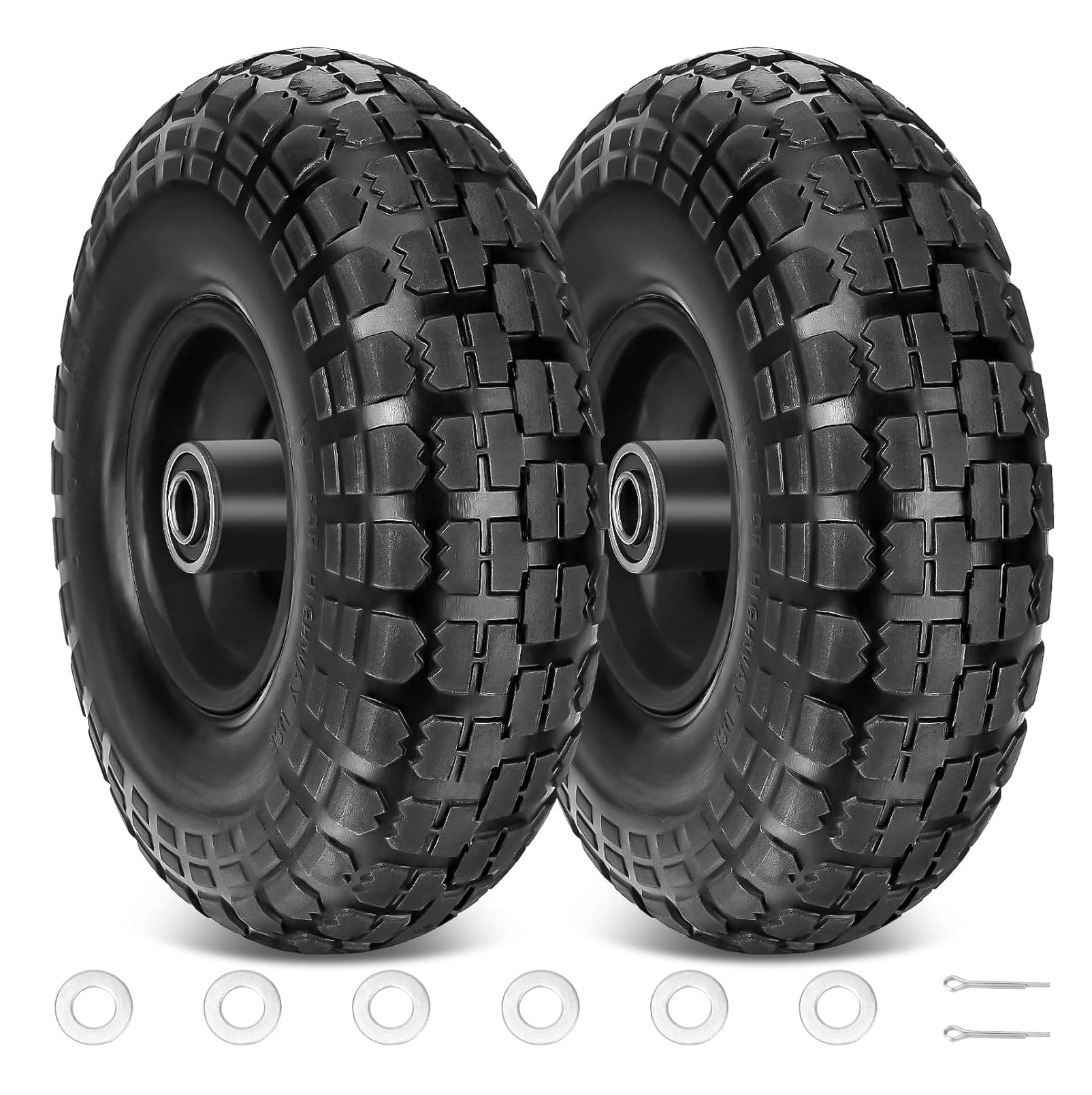 10" ruote in gomma piena, adatte per camion manuali, carrelli a mano, sostituzione per pneumatici 4.10/3.50-4 (versione migliorata, 2)