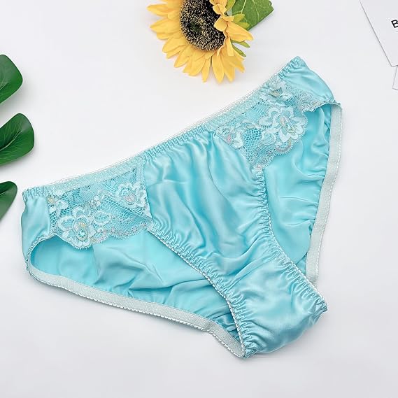 Silk Panties for Women Lace Sexy Cheeky Classic Underwear Lightweight,Smooth Briefs Casual Wear
