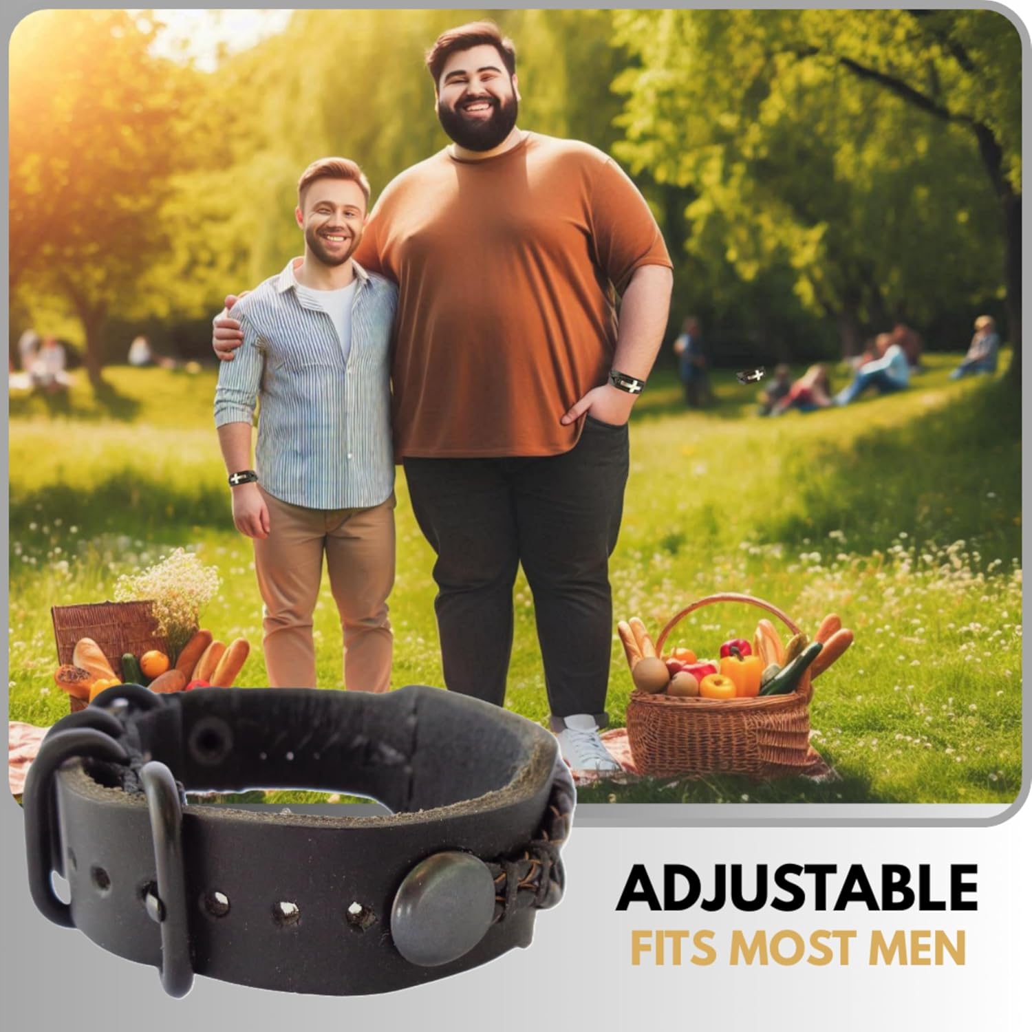 Lost Tribe Designs Christian Cross Bracelet for Men - Adjustable Buckle, Premium Leather, Strong and Sturdy, Handmade in Israel