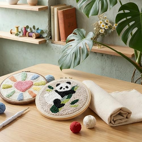 Miniatura 4 de Hand U Journey - 2 piezas de tela de costura de 26.3 x 19.6 pulgadas, tela de monje para punzón de alfombra, aguja de punzón