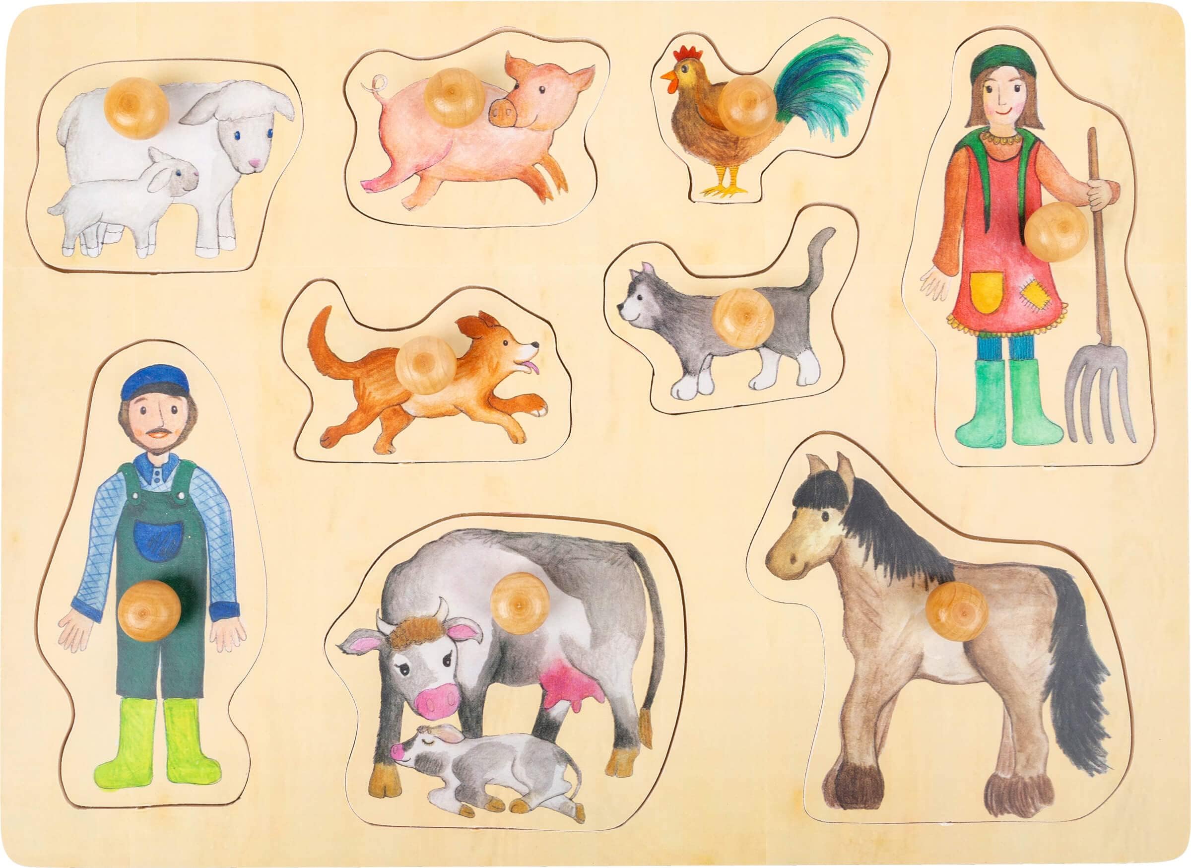 Small Foot 11500"Farm and Country Life Puzzle Made of Wood with Various Motifs, for Ages 12 Months and up Toys, Multicolored