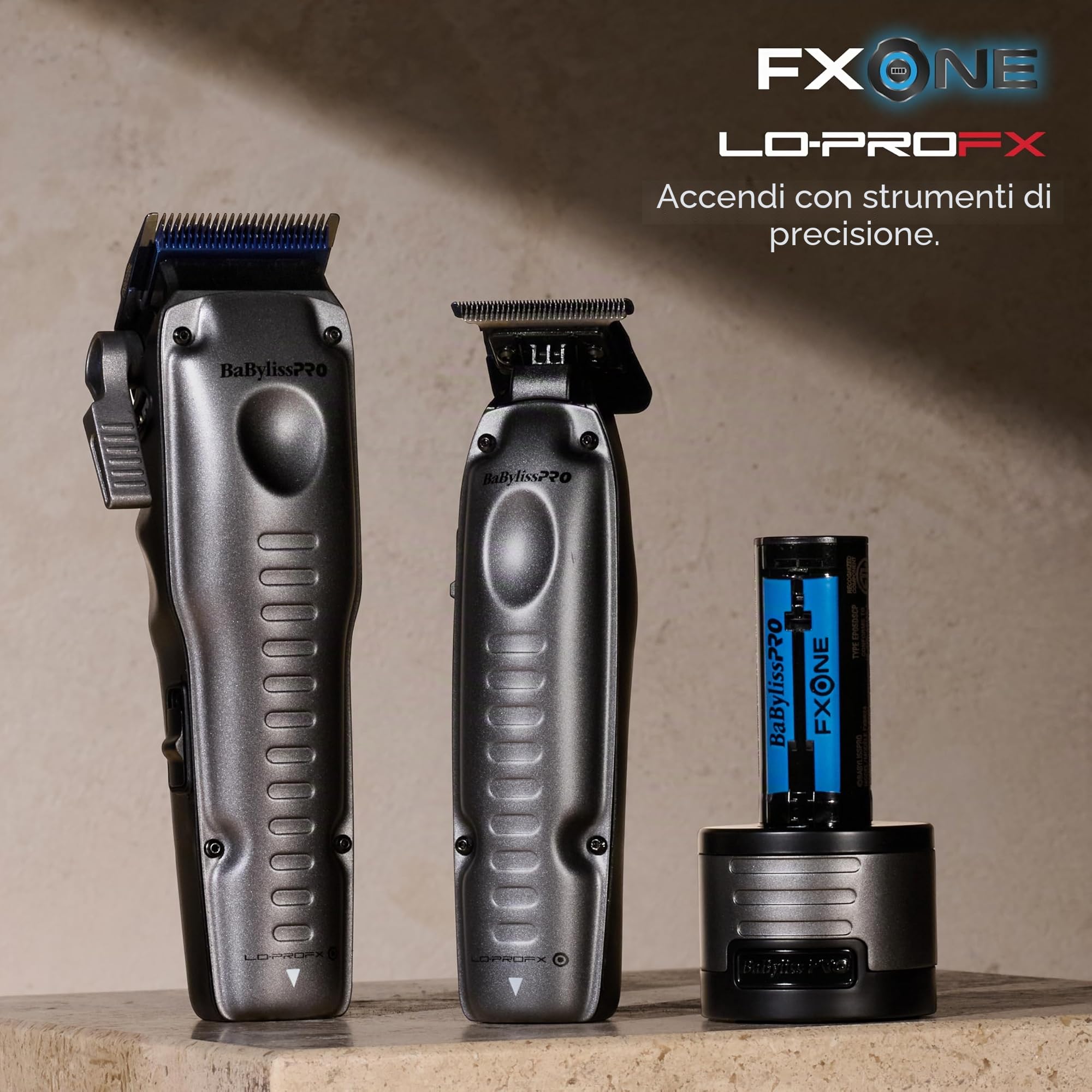 BaBylissPRO Tagliacapelli ad alte prestazioni FXONE LO-PROFX con batteria intercambiabile, 8 pettini e lama in metallo
