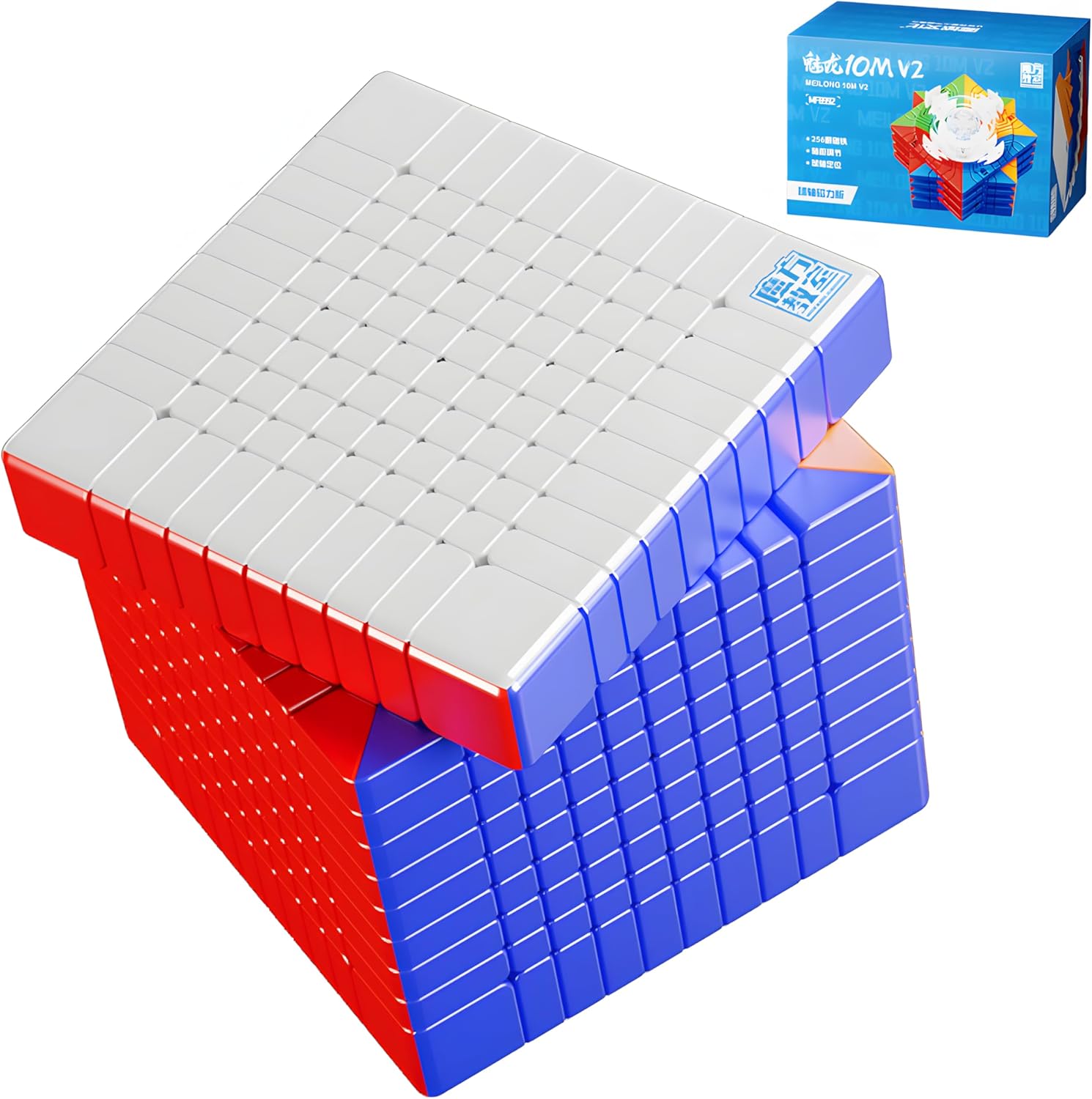 MoYu Meilong 10x10 M V2 Ball Core Magnetic Speed Puzzle Cube Moyu Stickerless MFJS Meilong 10M V2 10x10x10 Magic Cubing Classroom MF10M Speed Toys Cubes(Ball-core Magnetic Edition)