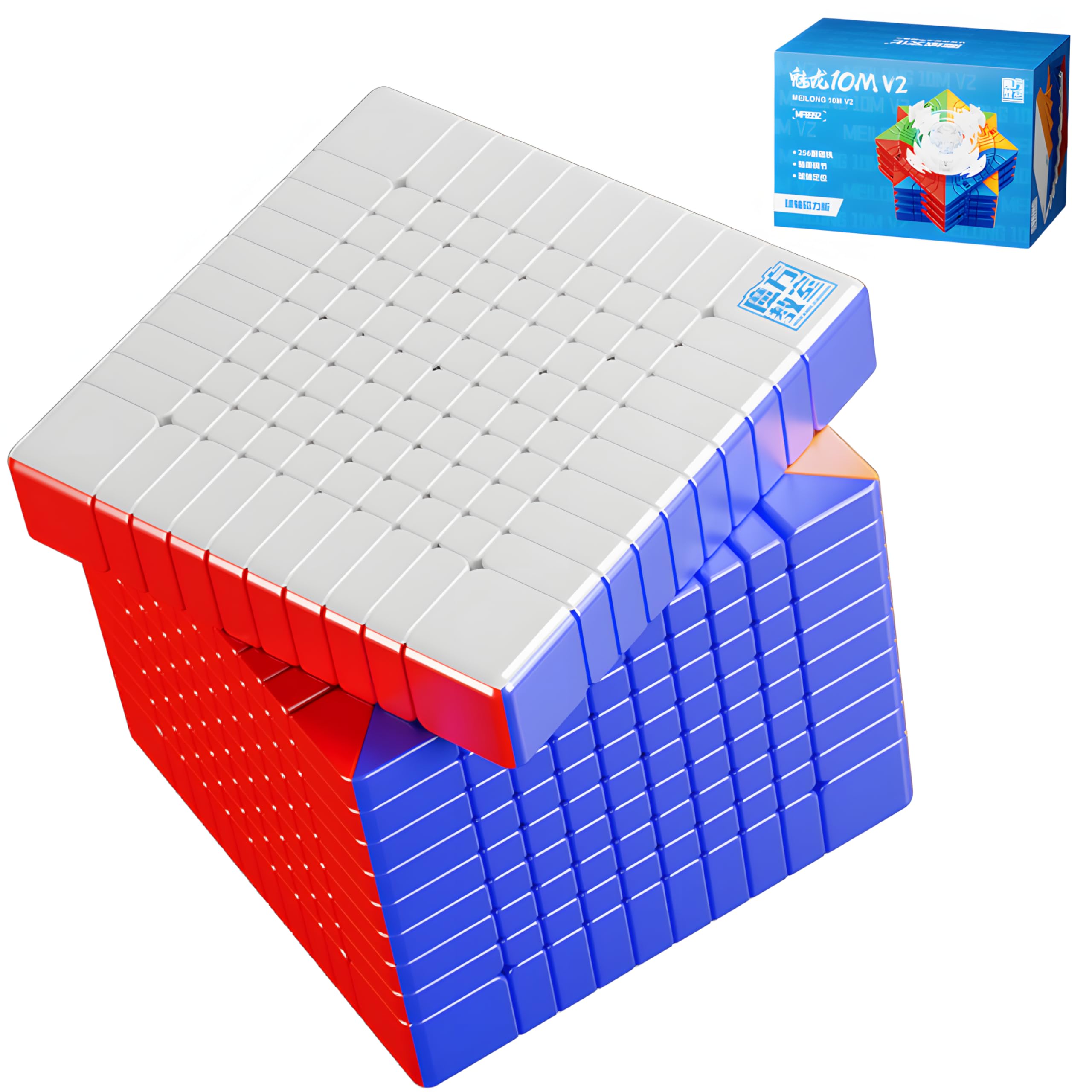 MoYu Meilong 10x10 M V2 Ball Core Magnetic Speed Puzzle Cube Moyu Stickerless MFJS Meilong 10M V2 10x10x10 Magic Cubing Classroom MF10M Speed Toys Cubes(Ball-core Magnetic Edition)
