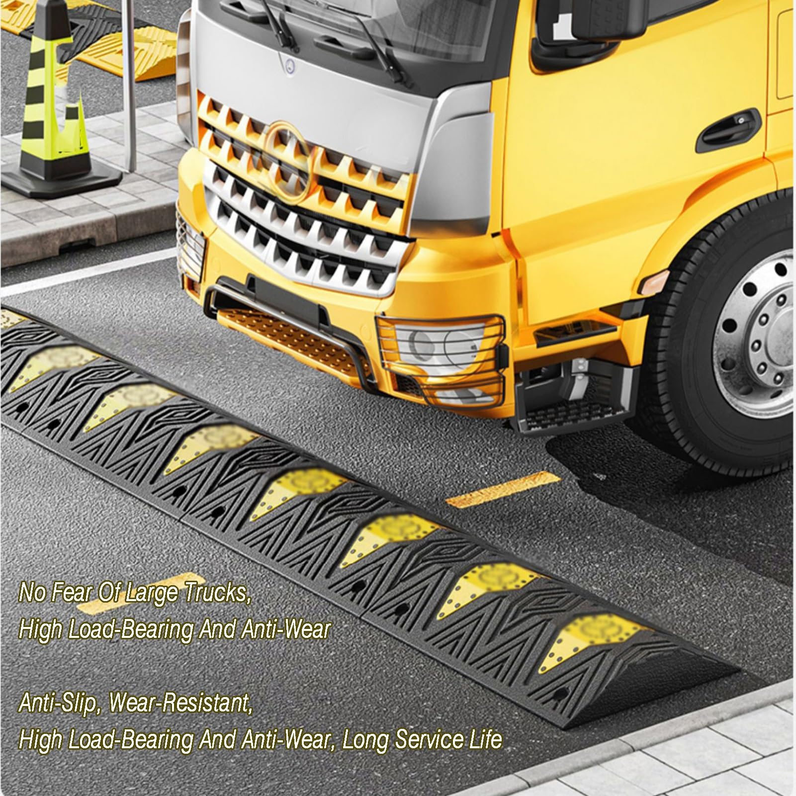 QSNYJPL Bodenschwelle Gummi - 100cm Modulare Bremsschwelle Bis 30t Belastung Für Garagen & Straßen