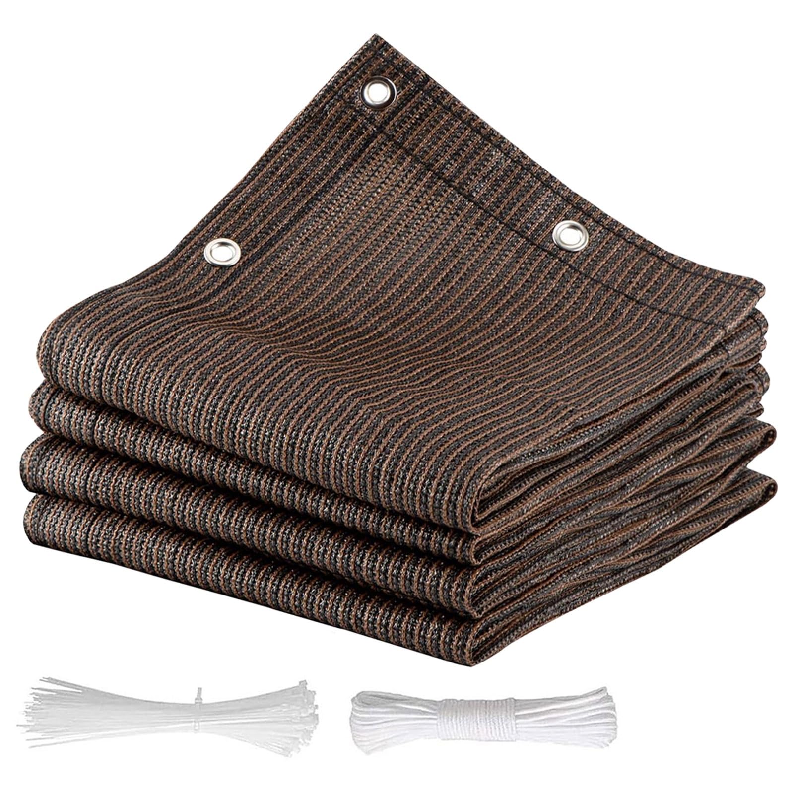GJZQDKX Outdoor Privacy Screen for Balcony & Garden, Rectangular Sun Shade Sail 3x6m (9.8x19.7ft), Lightweight UV Protection Canopy, Tear-Resistant & Breathable, Heat Insulating with Grommets (Brown