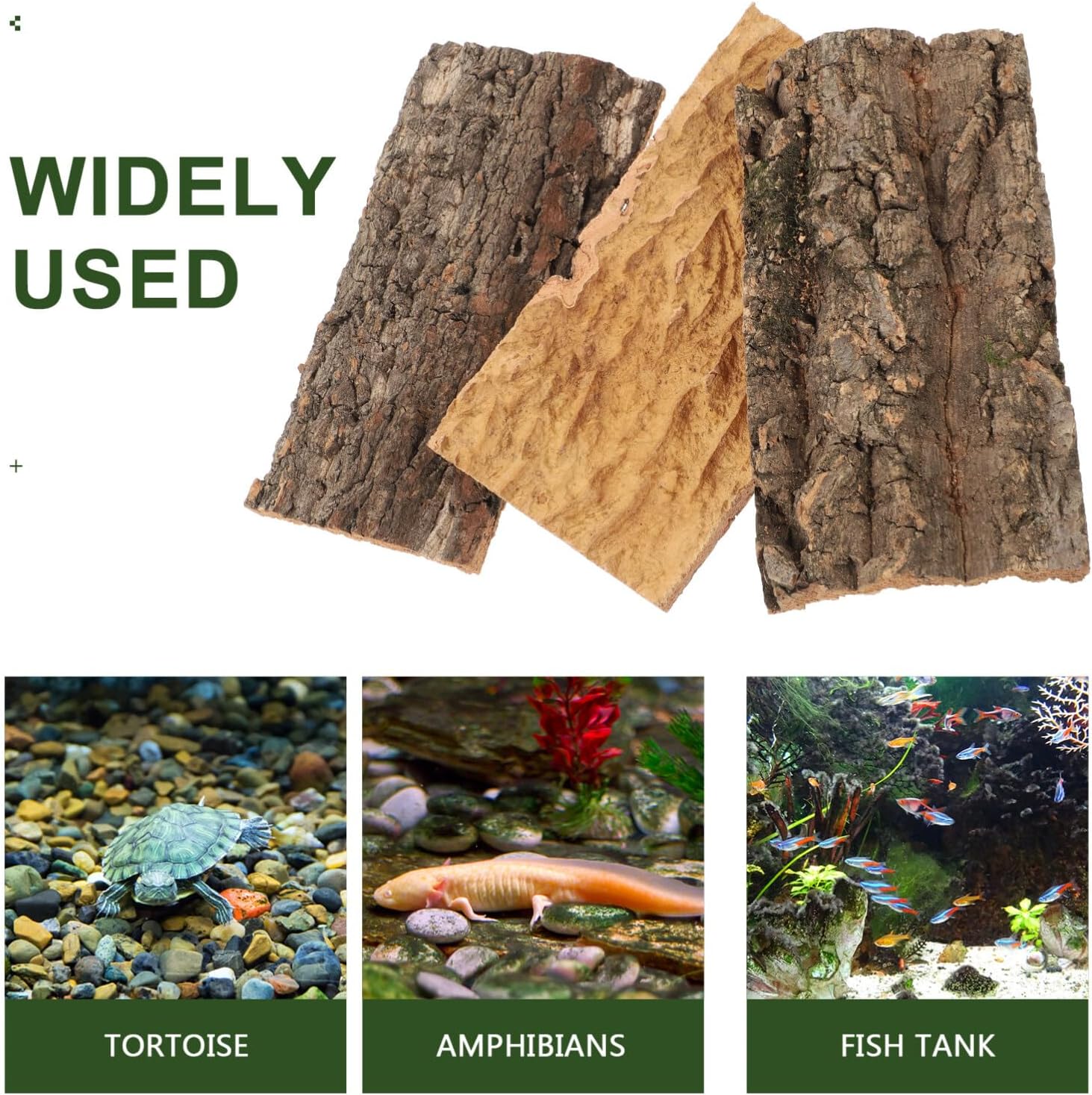 3Pcs Vivid Reptile Tank Background Decor Delicate Indoor Terrarium Bark for Snakes Lizards and Other Reptiles for Reptile Enclosure and Habitat Decoration
