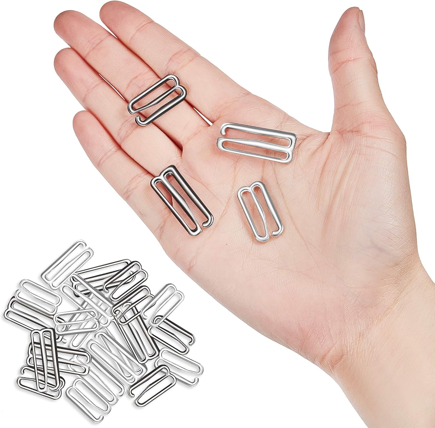 40 Pieces Swimsuit Bra Hooks Bra Strap Hook Replacement Bra Strap Slide Hook Metal for Swimsuit Tops and Lingerie, 2 Sizes (Black, Silver)