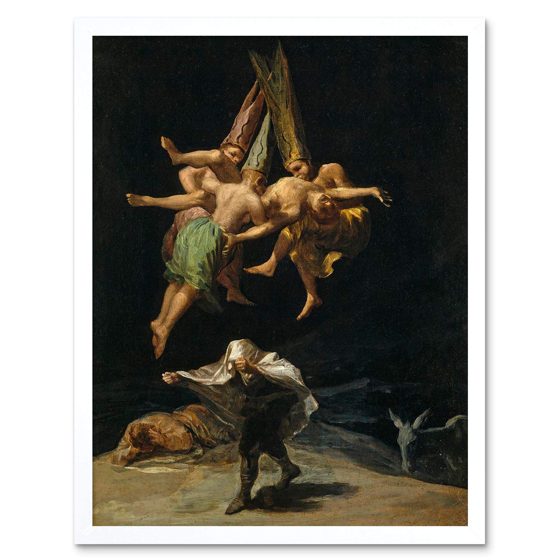 Wee Blue Coo Goya The Witches' Flight Art Print Framed Poster Wall Decor 12X16 Inch