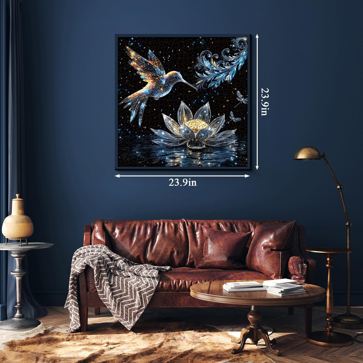 Hummingbird Puzzles for Adults 1000 Pieces, Lotus Flower Bird Jigsaw Puzzles, Nature Spring Challenging Animal Puzzle as Home Decor
