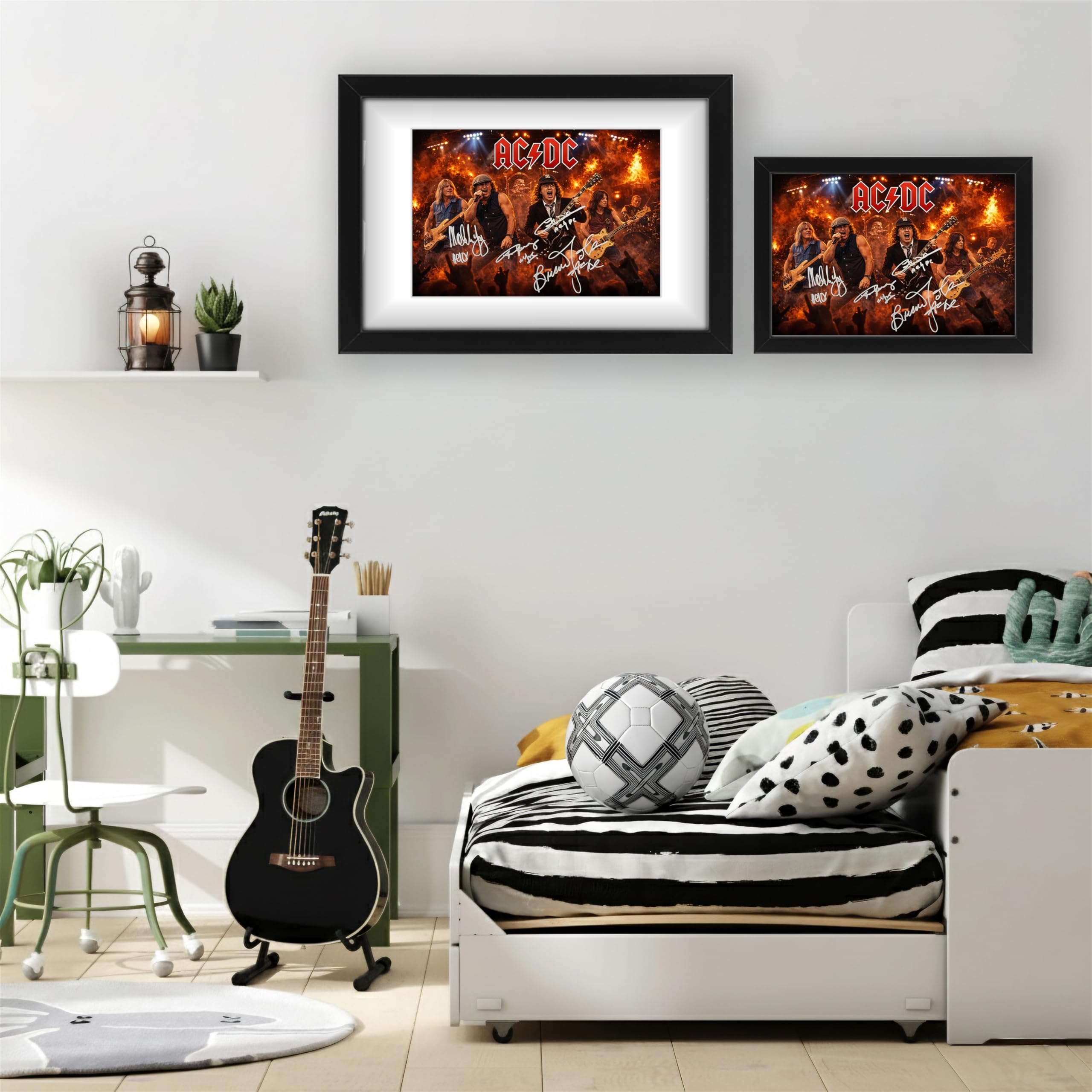 Poster stampato con autografo degli AC/DC, in edizione limitata, idea regalo per fan degli autografi, memorabilia da collezione, motivo: leggende del rock (High Voltage Power Up Tour Rock Legends) (A3