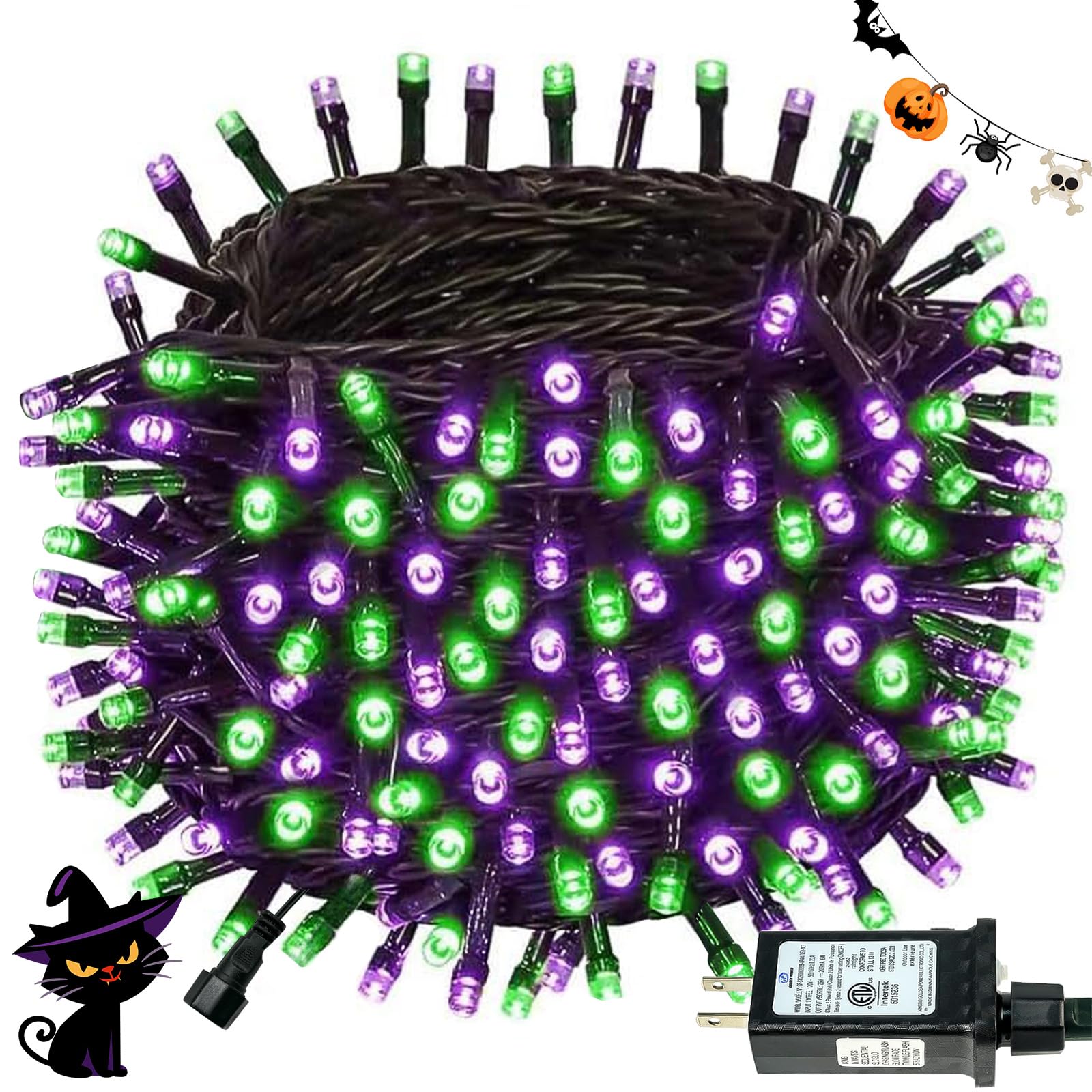 Connectable 88Ft 240LED Halloween Lights Outdoor Indoor, Purple &amp; Green