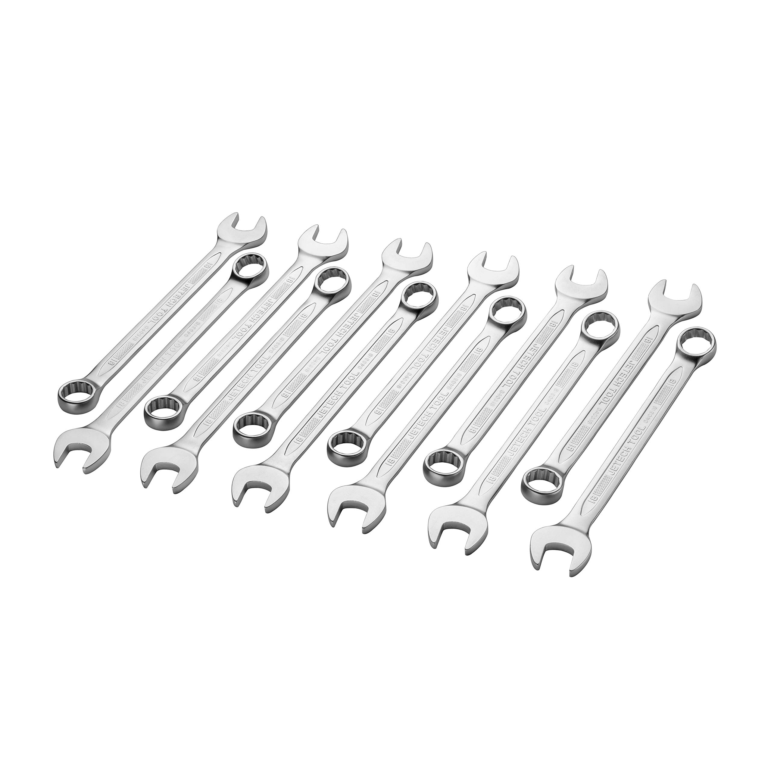 Jetech 18mm Combination Wrench (12 Pack) - Industrial Grade Spanners with 12-Point Design,15-Degree Offset,Made with Durable Chrome Vanadium Steel in