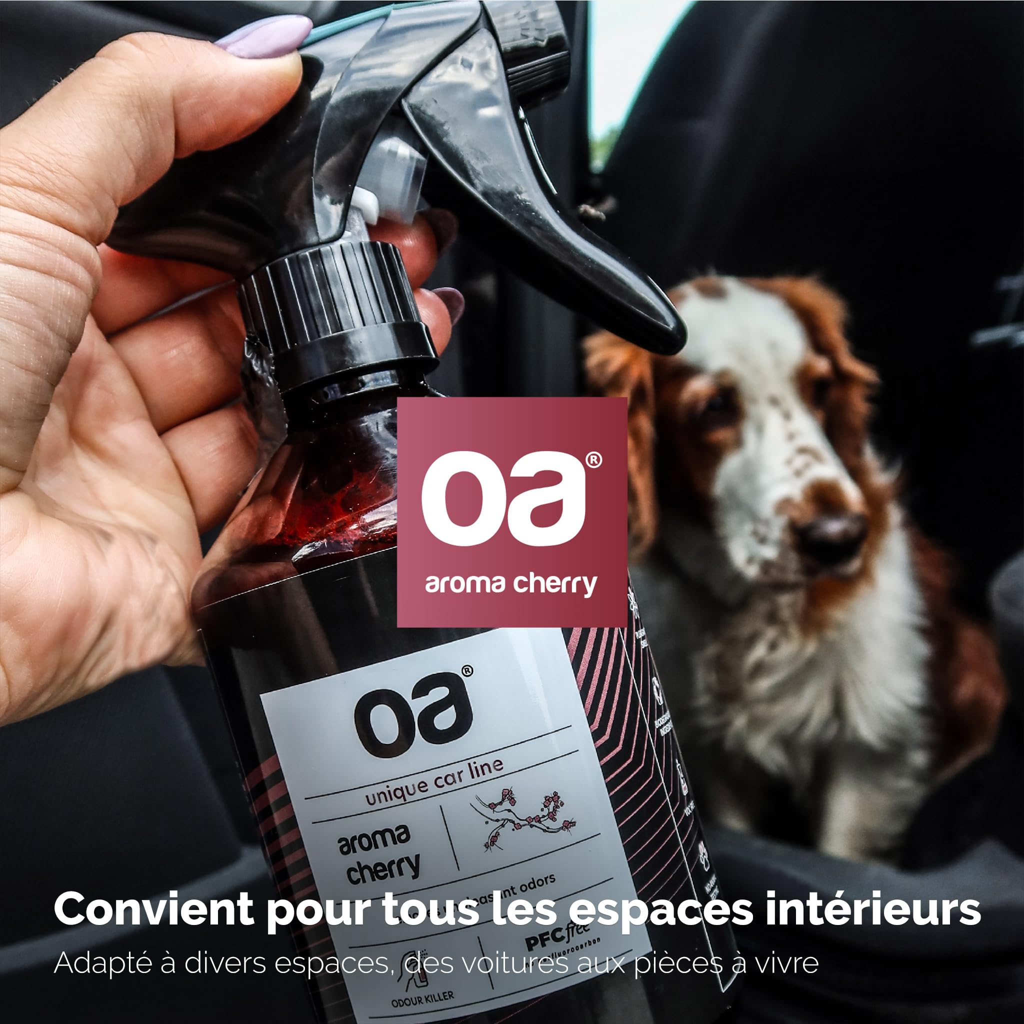 OA Car Aroma Cherry Destructeur d'Odeur Élimine les Mauvaises Odeurs Voiture Maison En Spray 500 ml