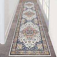 Vista 31 de HEBE - Alfombra de pasillo de 2 x 8 pies, lavable, vintage, envejecida, antideslizante, alfombra de lavandería, alfombra bohemia para pasillos