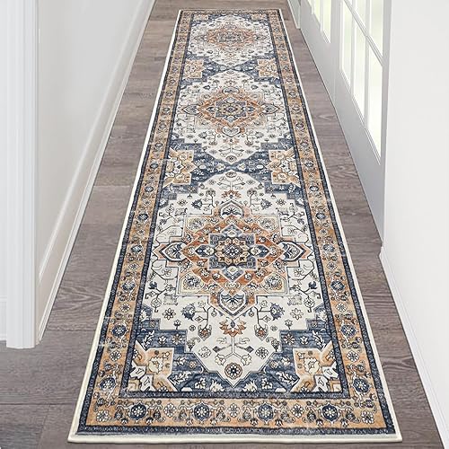 Miniatura 31 de HEBE - Alfombra de pasillo de 2 x 8 pies, lavable, vintage, envejecida, antideslizante, alfombra de lavandería, alfombra bohemia para pasillos