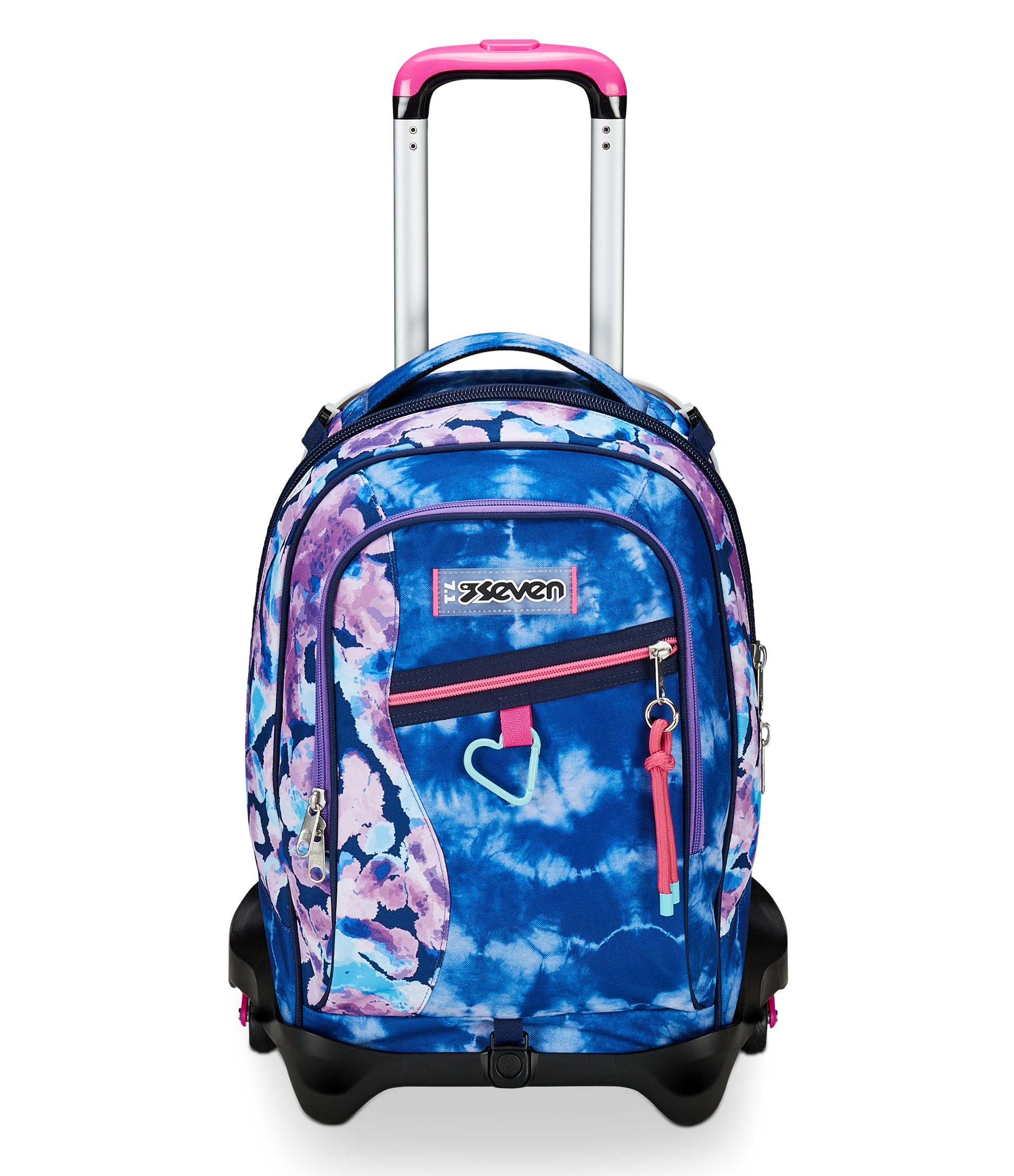 Seven Zaino Trolley Scuola Elementare Bambina 3 ruote, Zaino Sganciabile, Doppio Uso, Spallacci a Scomparsa, viola rosa