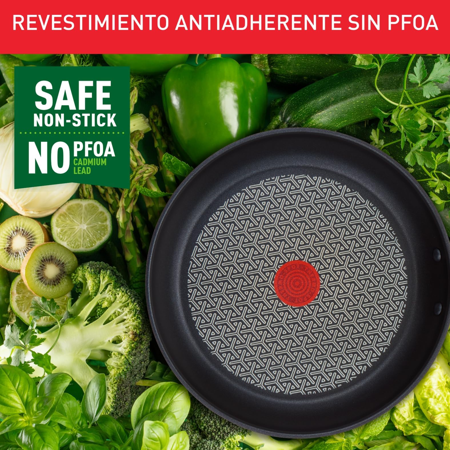 Tefal Duetto Padella 32 cm in Acciaio iossidabile, Rivestimento Antiaderente Power Resist, Base induzione e Alto Impatto, Thermo-Spot, Manico Robusto, Pulizia Facile, Senza PFOA, Adatto a Tutte Le