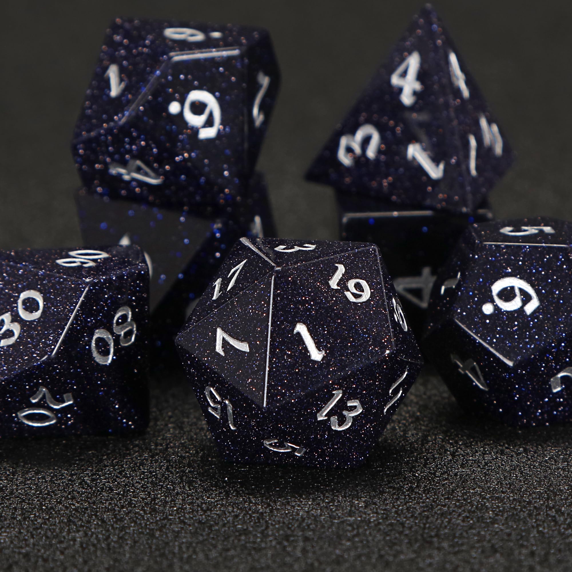 ZYRRY Stardust Dice Set โ 7 Polyhedral Dice for DND, TTRPG, Pathfinder, Tabletop RPG | Galaxy Gemstone Dice