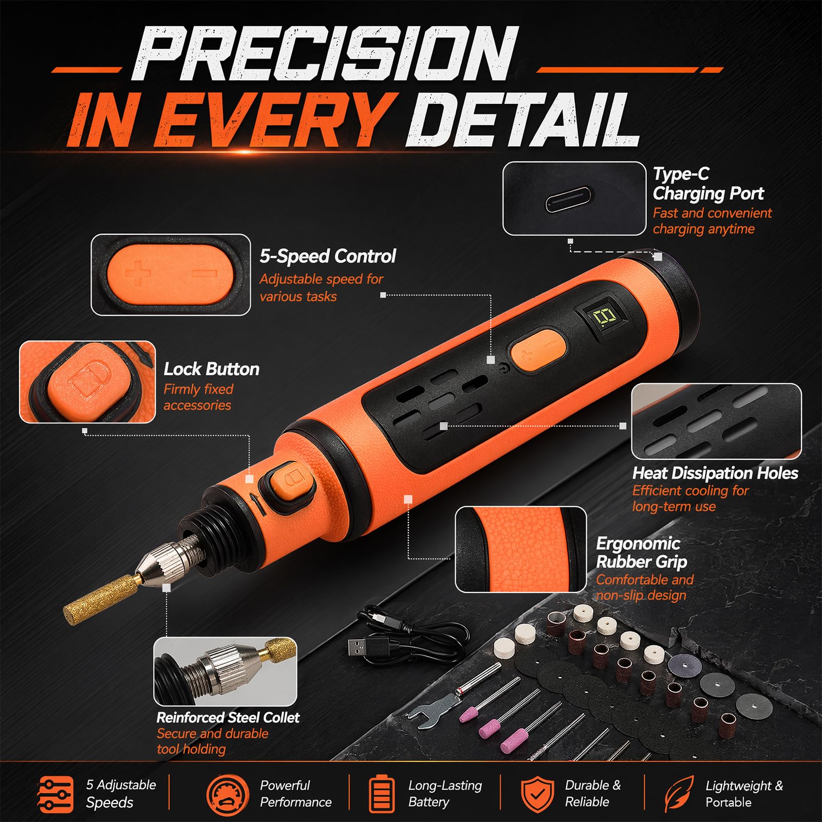 STKR Sharpene - Kit per affilare motosega elettrica con 7 punte diamantate rivestite in titanio, chiave inglese ed eBook, borsa per la conservazione e guanti di sicurezza, ottima idea regalo