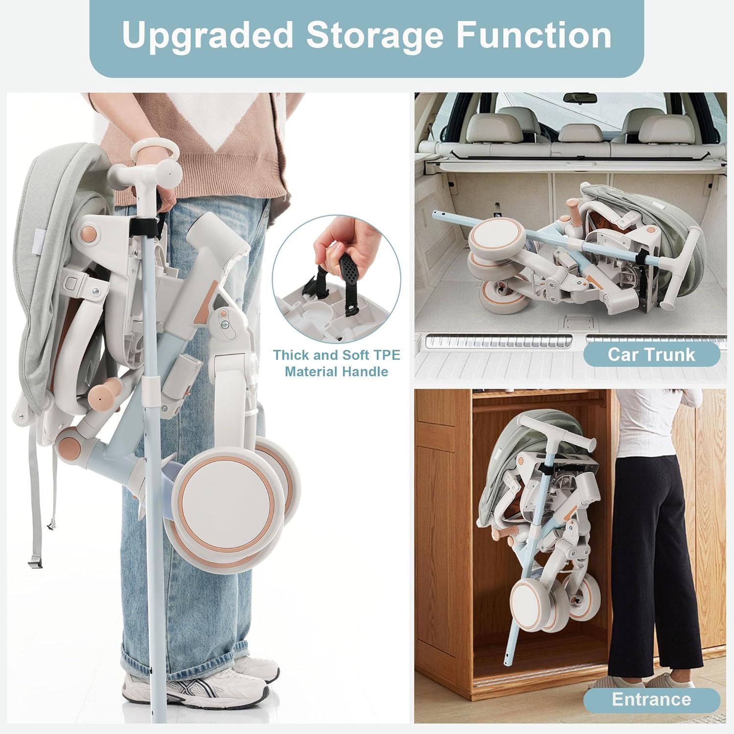 Toddler Tricycle, 7 in 1 Folding Kids Trike for 1-6 Years Old Boys and Girls Gift, Balance Bike with Removable Pedal, Canopy, and Guardrail, Adjustable Push Handle and Seat Height (Blue-new)