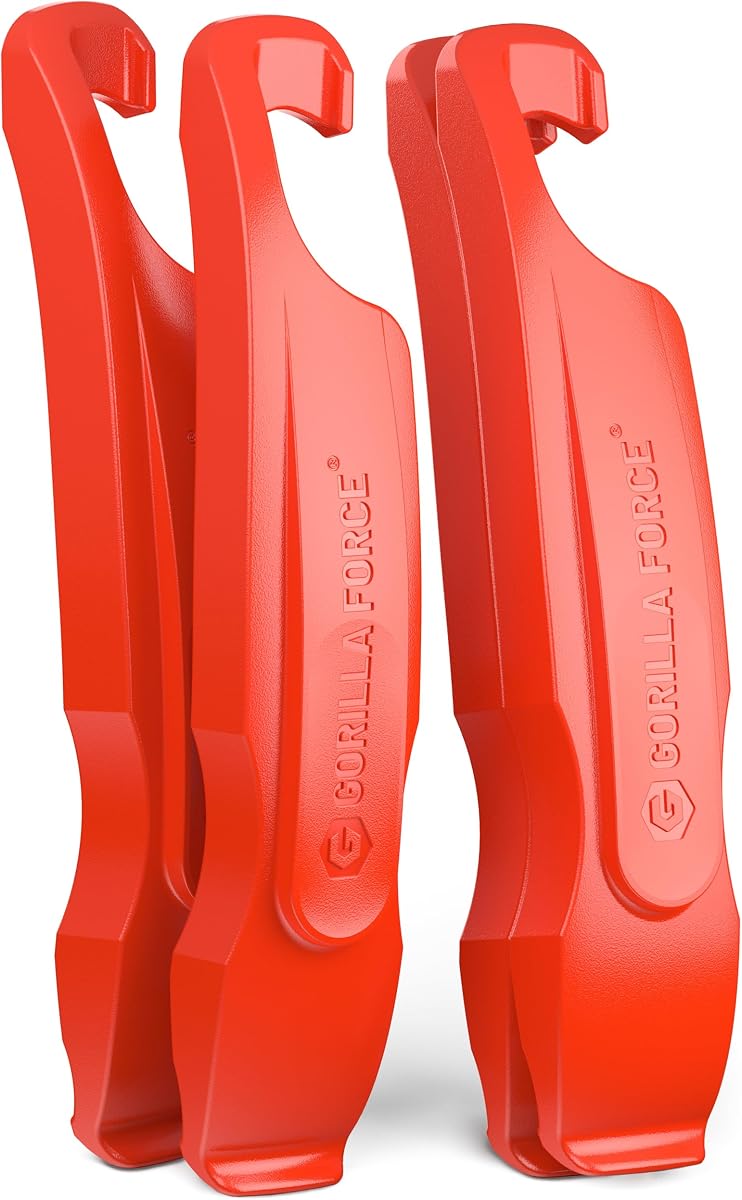 Gorilla Force Bike Tire Levers Set, Easy-to-Use Bicycle Tire Levers Tool Set for Removal, Changing, and Repair – Strong No-Scratch Plastic for Road, MTB, and Mountain Kits (Lava Red)
