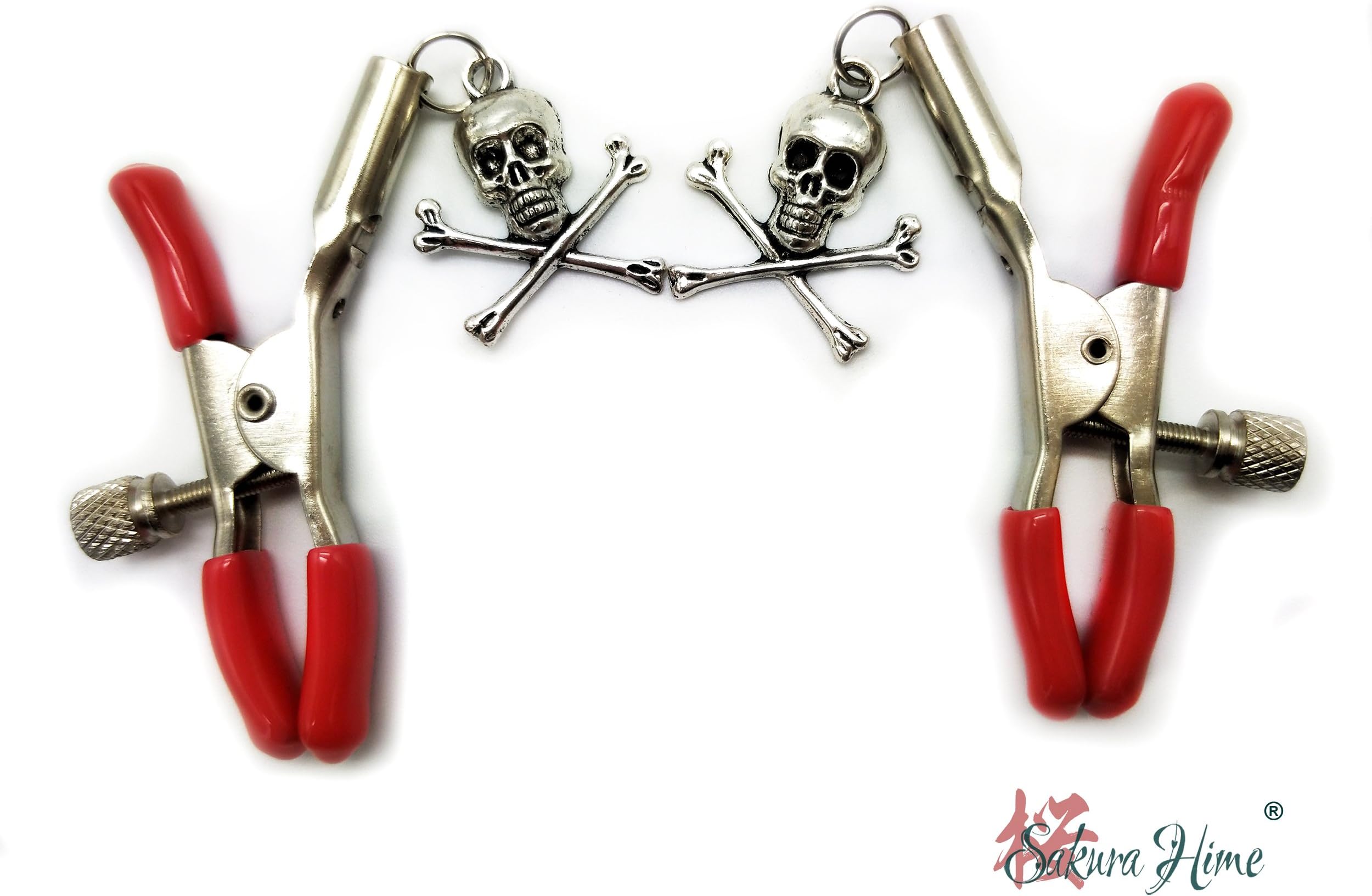 Sakura Hime Skull Heads Clips, CrossBones Clips，1 pair, Cosplay Decoration Clips, Nipple Clamps