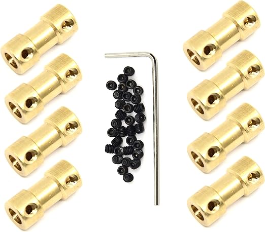 8pcs Brass Shaft Coupling Joint Connector with Screws for Small Motor (5mm)