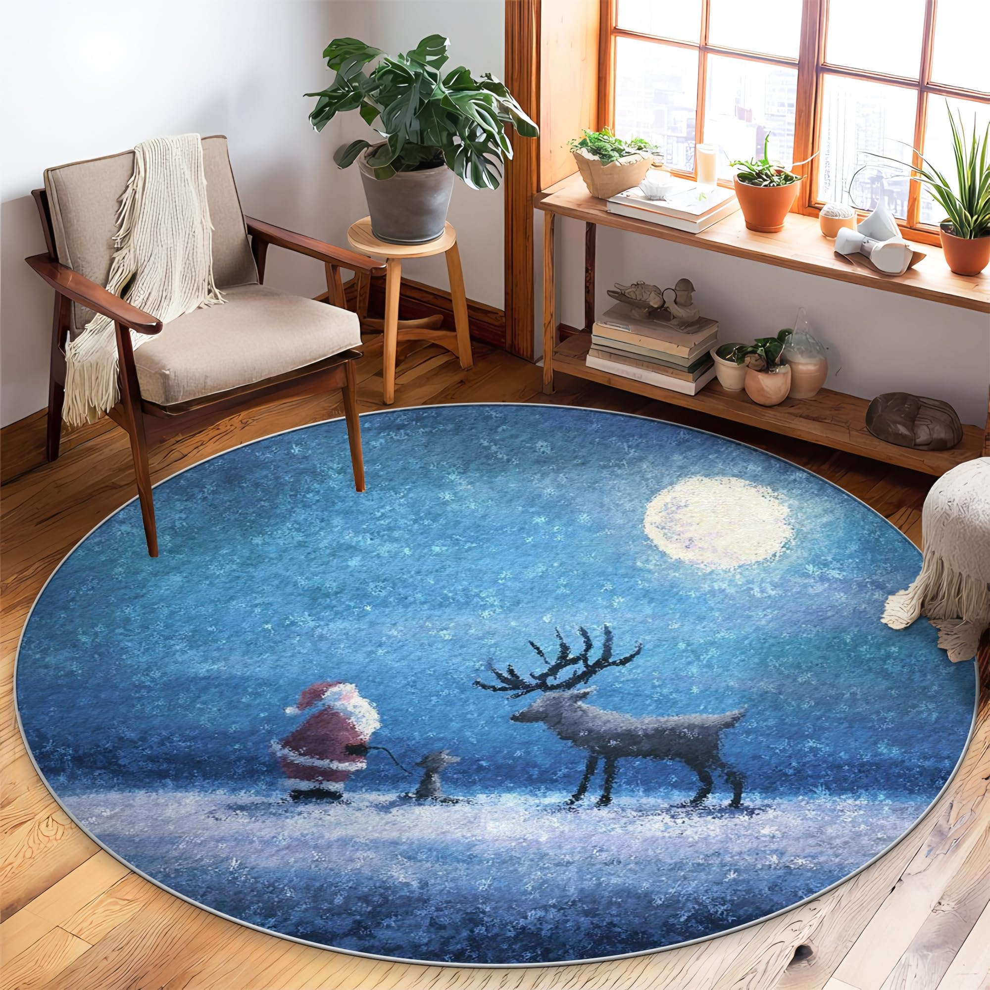 Tapis de Noël antidérapant pour protéger le sol du salon des chaises et des glissades