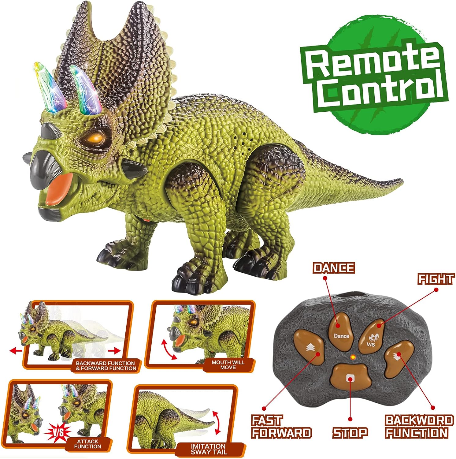 Remote Control Dinosaur Toys Realistic Triceratops Dinosaur Toys