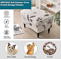 Vista 6 de KRFOONN Fundas otomanas elásticas rectangulares para reposapiés, cubiertas para taburete con estampado, funda otomana para taburete de pie