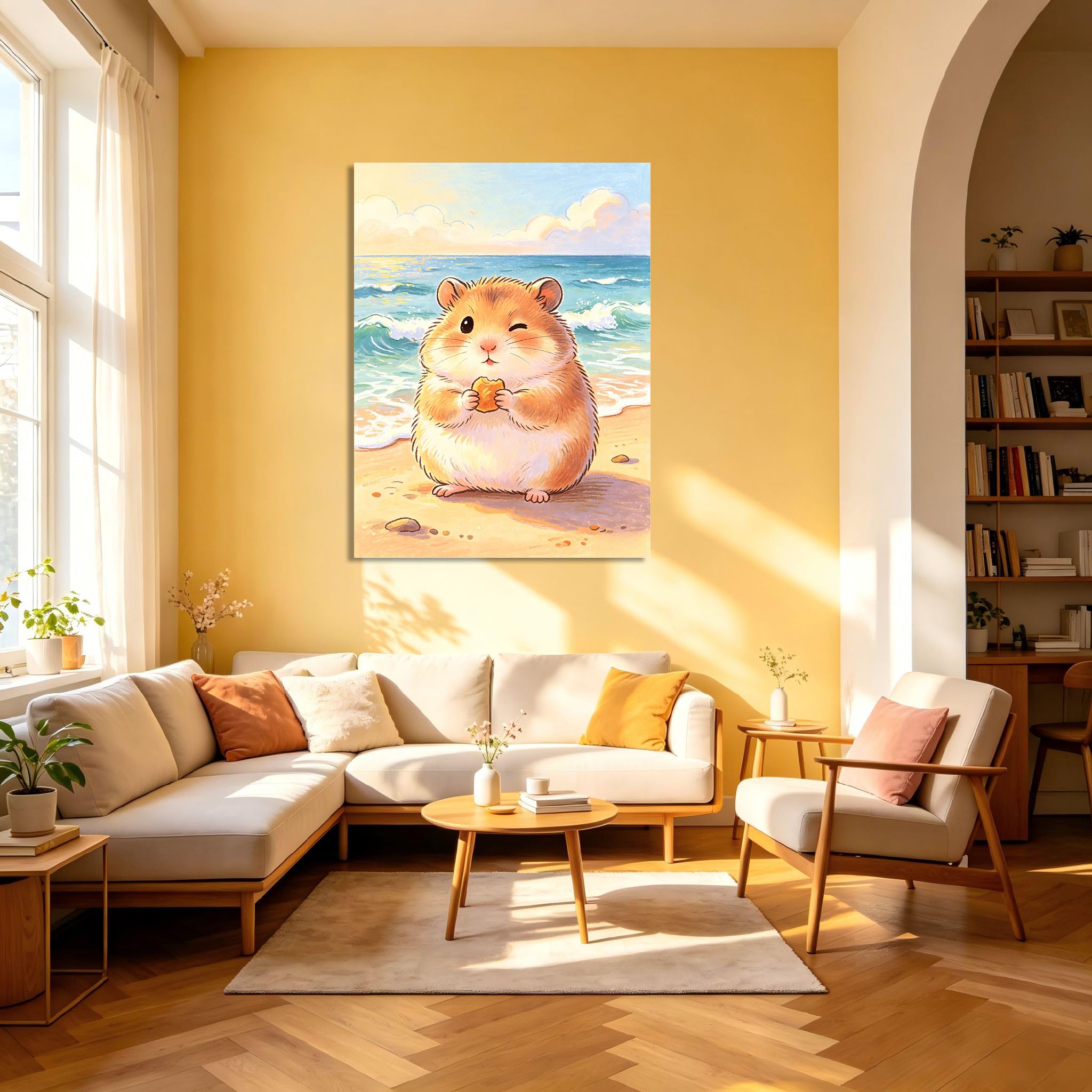 TNGHHSGA Cuentos de Aventuras de Zizi 4Cuadro Infantil de Hámster Adorable, Lienzo Decorativo para Habitación de Bebé, Niños y Sala de Juegos70x91cm Lienzo envuelto