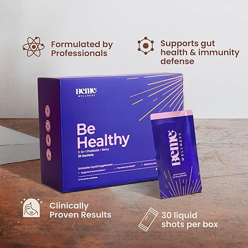 Miniatura 2 de BeHealthy - Probiótico líquido 3 en 1 para la salud intestinal, control de peso e inmunidad. Vitamina C, zinc, saúco y fibra  30 prácticos sobres