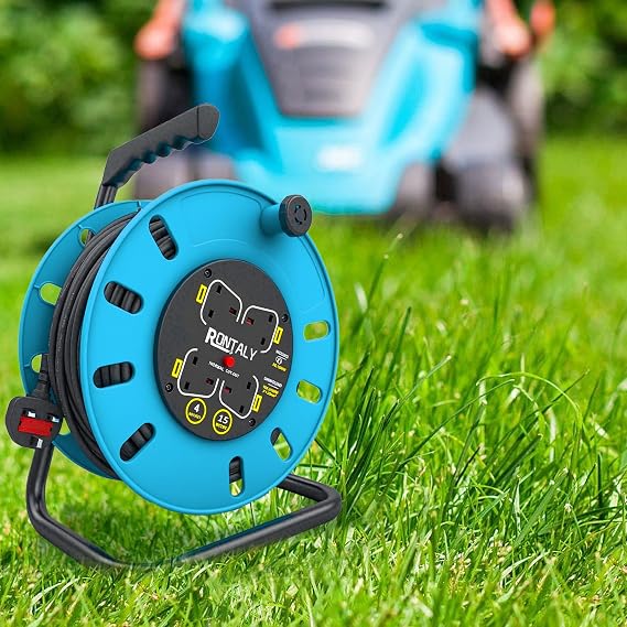 50M Retractable Cable Reel Extension Lead with Overheat Protection（Blue