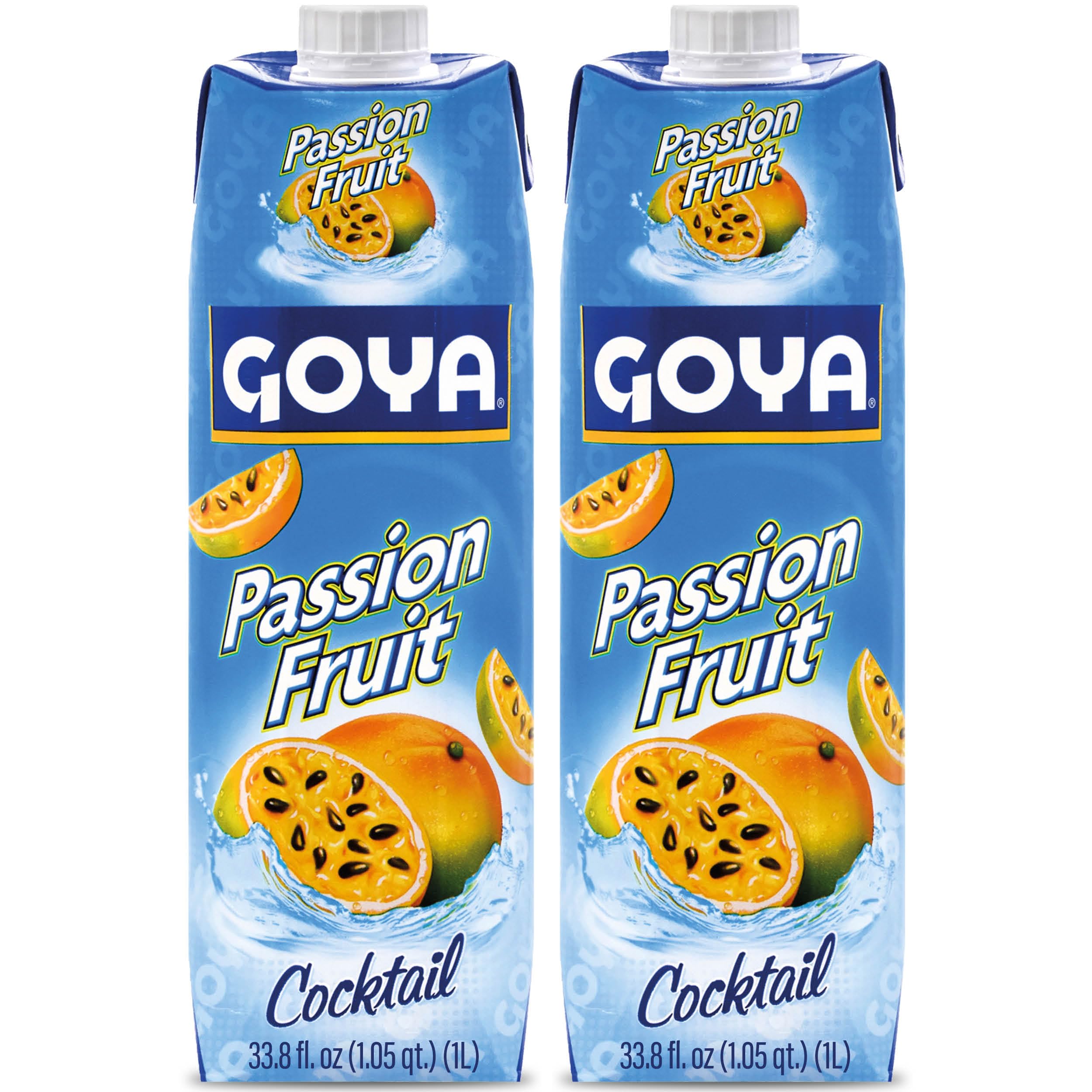 Goya Passion Fruit Cocktail, Tropical Passion Fruit Juice, Vitamin C Rich, 2-Pack, 33.8 oz Bottle