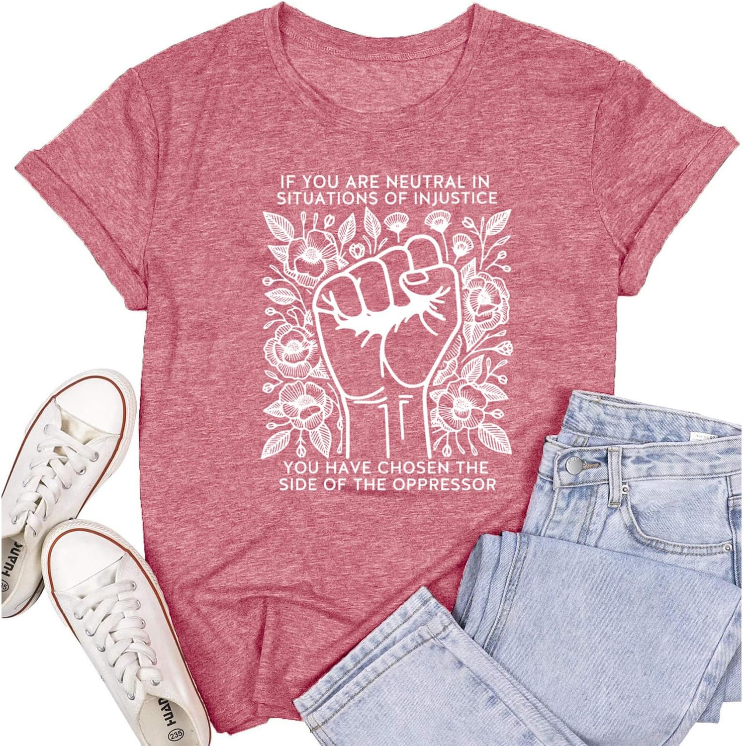 SUWATOIN Equality Shirts for Women Human Rights Tee Tops Social Justice Quote Tshirts Ruth Bader Ginsburg RBG Shirt