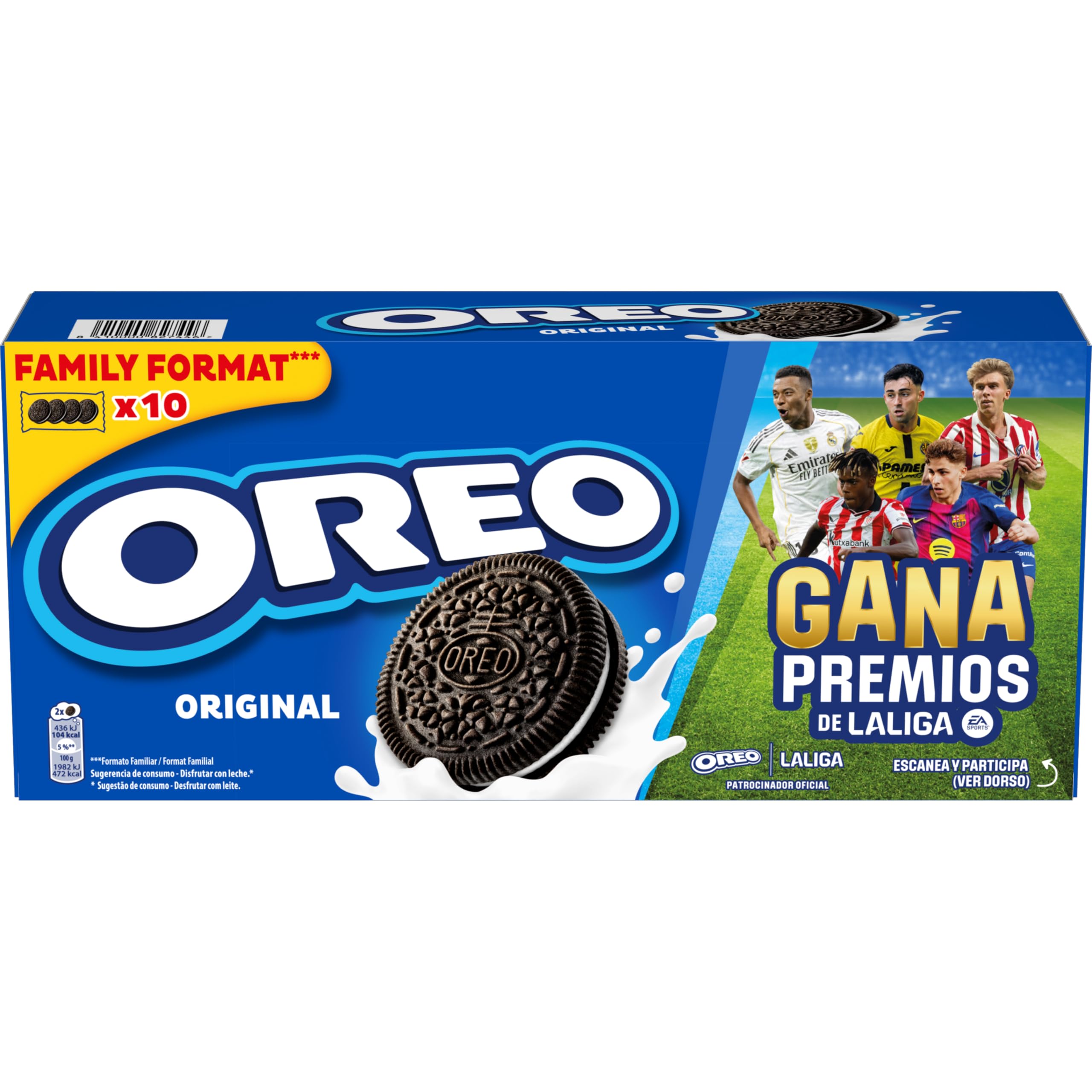 Oreo Galletas de Chocolate Rellenas con Crema Sabor Vainilla, La Galleta Original, Paquete de 440 g