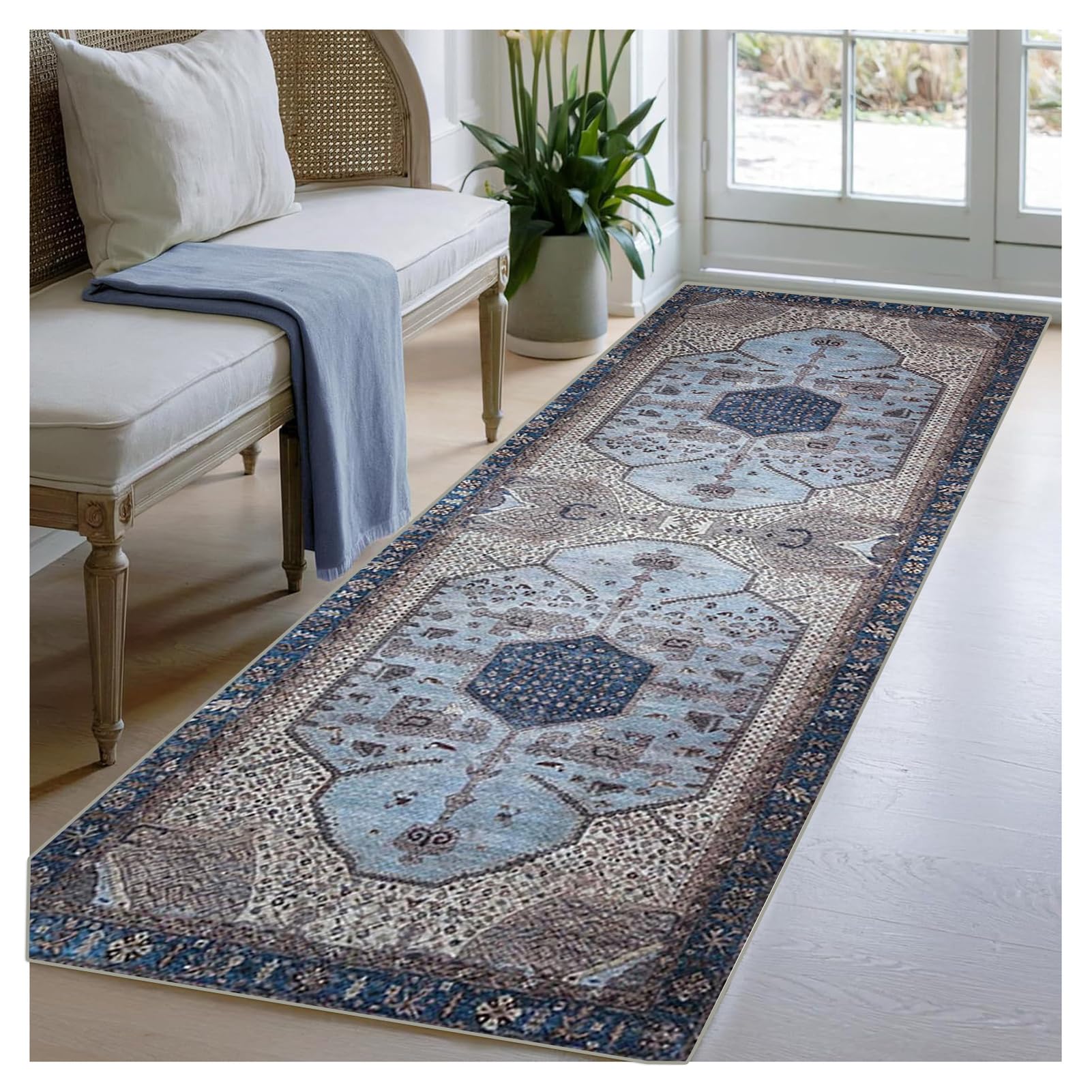 Tapis de cuisine devant évier 80x200 bleu tapis de passage