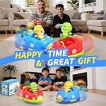2 Pack Remote Control Bumper Car for Kids 3-5, Dinosaur RC Battle Car with Collision Ejection Spray Light Music, Birthday Gift for Toddler 1-3, Interactive Game Car Toy For 3 4 5 Years Old Boy
