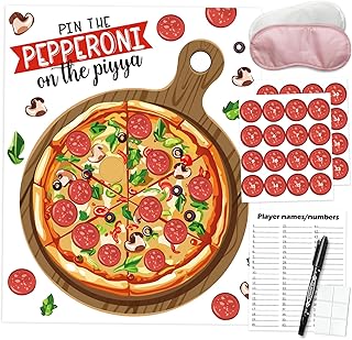 Pizza Party Games, Pin The Pepperoni on The Pizza, Pizza Italian Birthday Party Games Decoration Classroom Toddlers Preschool Party Supplies for Boys Girls Adults